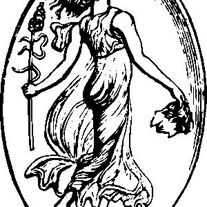 Illustratie van Agave plant met Pentheus' hoofd in zwart-wit.