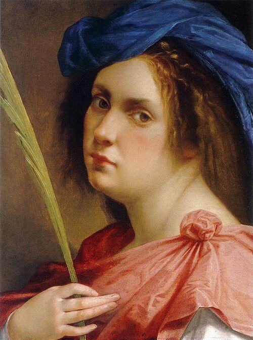 Schilderij van Artemisia Gentileschi - zelfportret als martelaar.