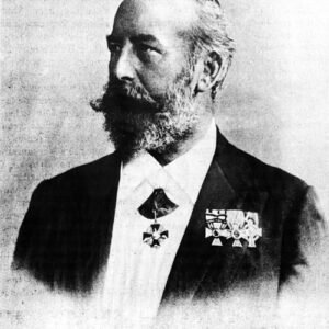 Franz Ludwig Späth rozenstruik met roze bloemen en groen blad.