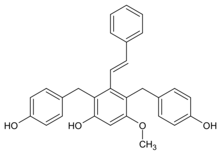 Abstract zwart-wit ontwerp van Galeola-stilbenderivaat met geometrische vormen.
