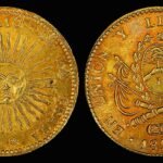 Munt van 8 Escudos uit 1828, Argentinië Pacifica.