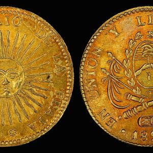 Munt van 8 Escudos uit 1828, Argentinië Pacifica.