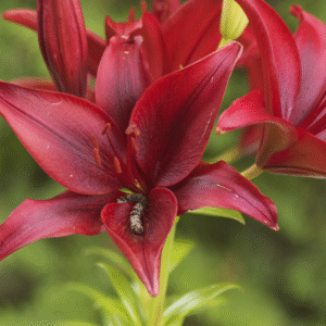 Zwarte Aziatische lelie bloem op witte achtergrond.