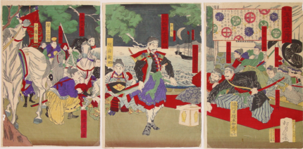 Surrender van Goryokaku door de Ezo-rebellen door Hayakawa Shozan in 1877.