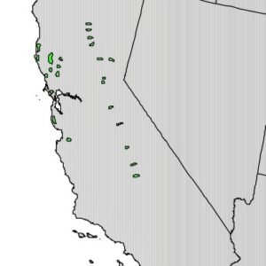 Kaart van het verspreidingsgebied van Californische torreya.