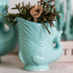 Kolibri Orchids | Planten set Fish Turquoise | Set met witte Phalaenopsis orchidee Amabilis Ø9cm en groene plant Succulent Crassula Hobbit Ø6cm | incl. turquoise keramieken sierpotten - Afbeelding 5